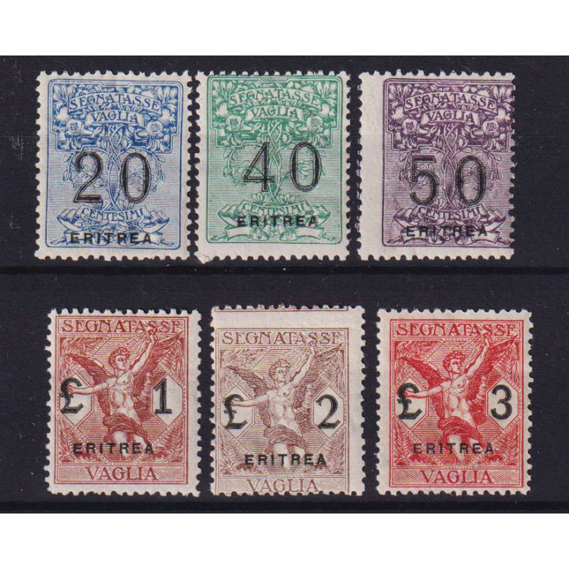 COLONIE ERITREA 1924 SEGNATASSE PER VAGLIA 6 V. G.O MH*  | Filateli...