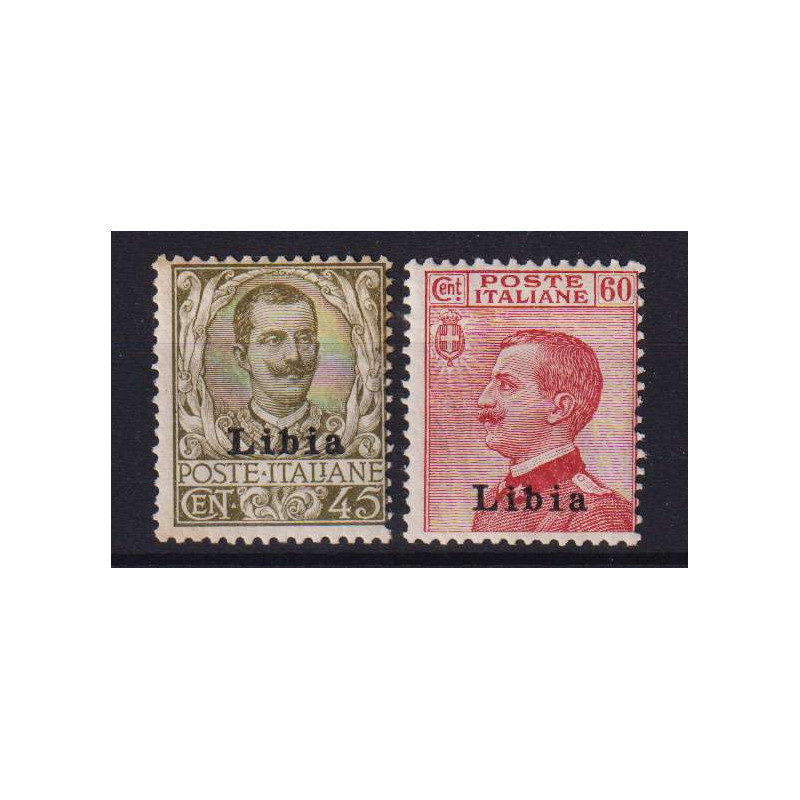 COLONIE LIBIA 1917-18 FRANCOBOLLI D' ITALIA SOPRASTAMPATI 2 V. G.O ...