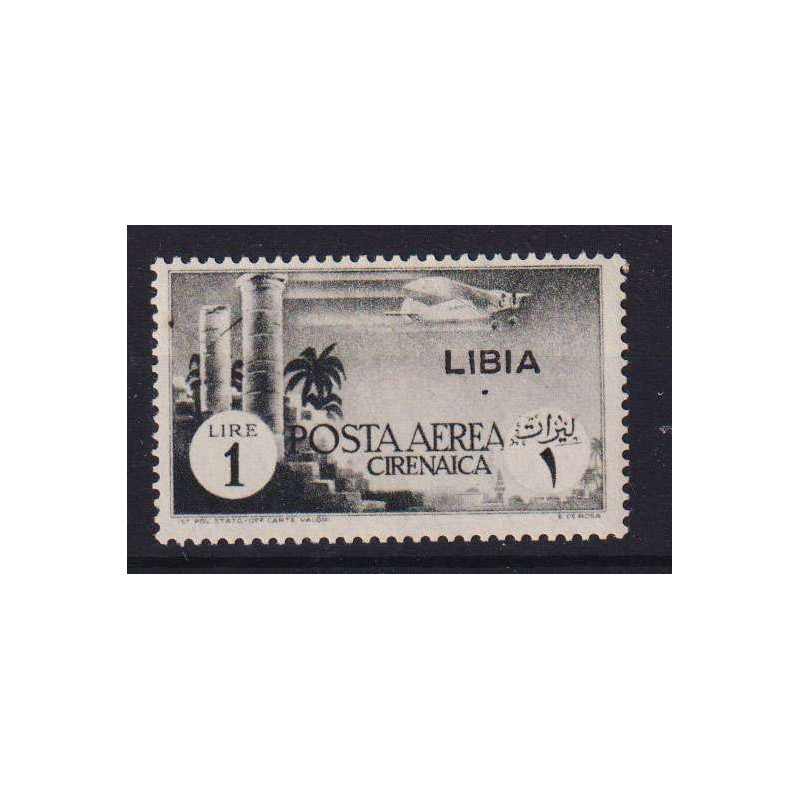 COLONIE LIBIA 1941 POSTA AEREA 1 LIRA N.52 G.O MH*  | Filatelia Meloni