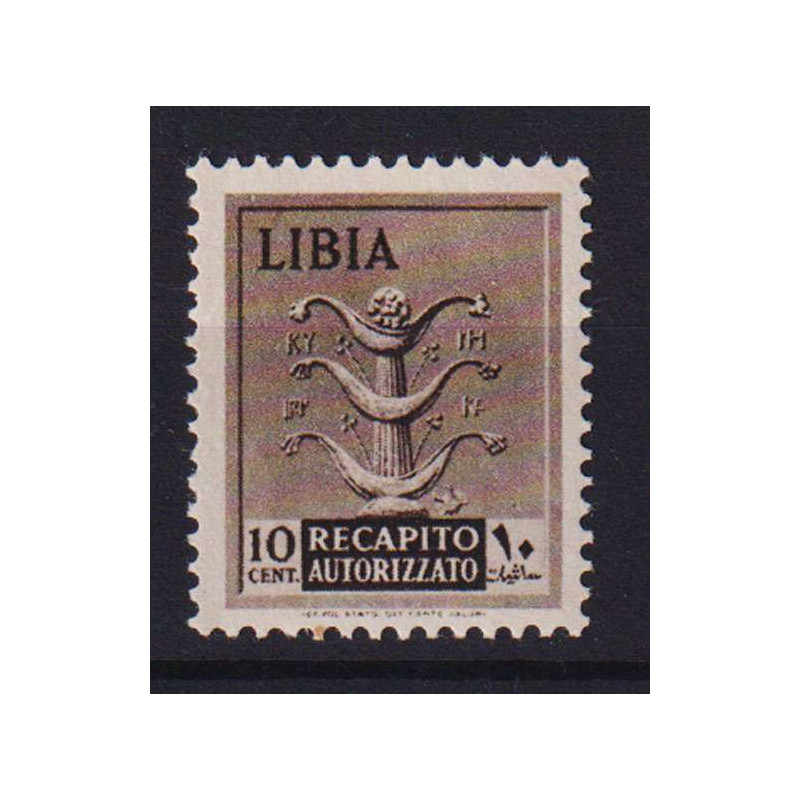 COLONIE LIBIA 1942 RECAPITO AUTORIZZATO SILFIO 10 C. N.5 G.O MH*  |...