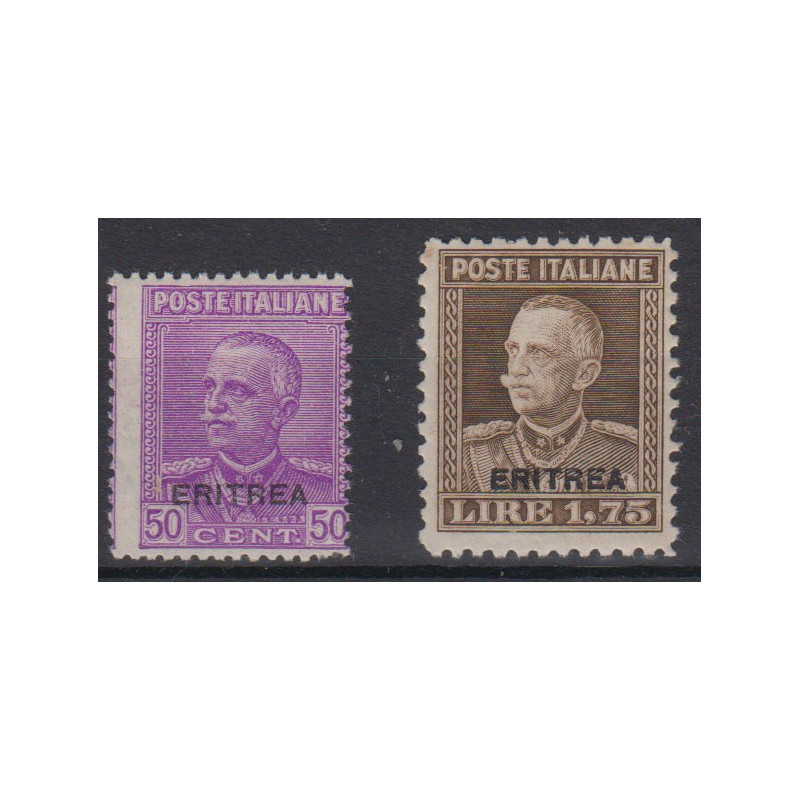 COLONIE ERITREA 1928-29 S. 31 2 VALORI ORDINARI SOPRASTAMPATI G.I. ...