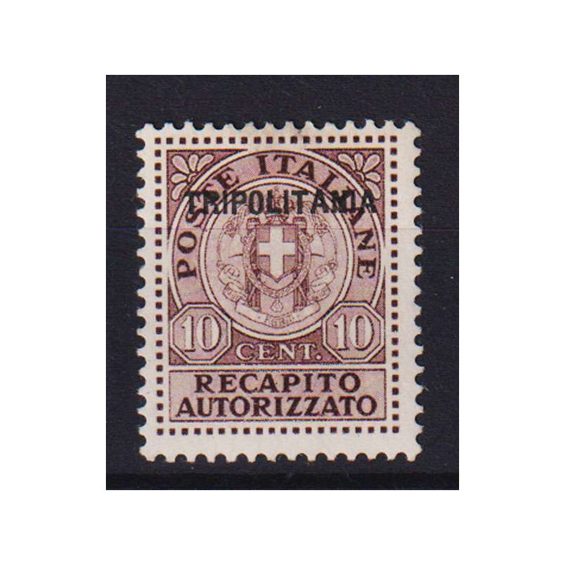 COLONIE TRIPOLITANIA 1931 RECAPITO AUTORIZZATO 10 CENTESIMI N.1 G.O...