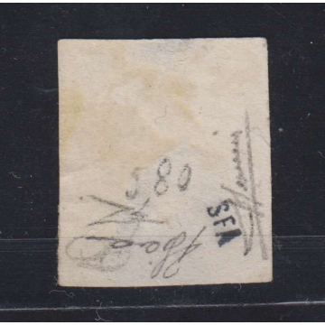 SARDEGNA 1851 5 CENTESIMI CON PARZIALE STAMPA EVANESCENTE G.O MH* 3...