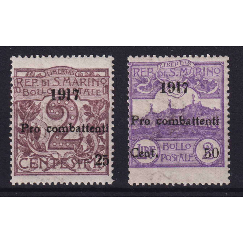 SAN MARINO 1917 PRO COMBATTENTI 2 V. N.51-52 G.I MNH**  | Filatelia...