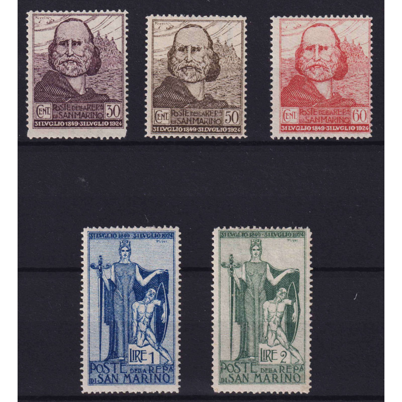 SAN MARINO 1924 RITIRATA DI GARIBALDI 5 V. G.I MNH**  | Filatelia M...