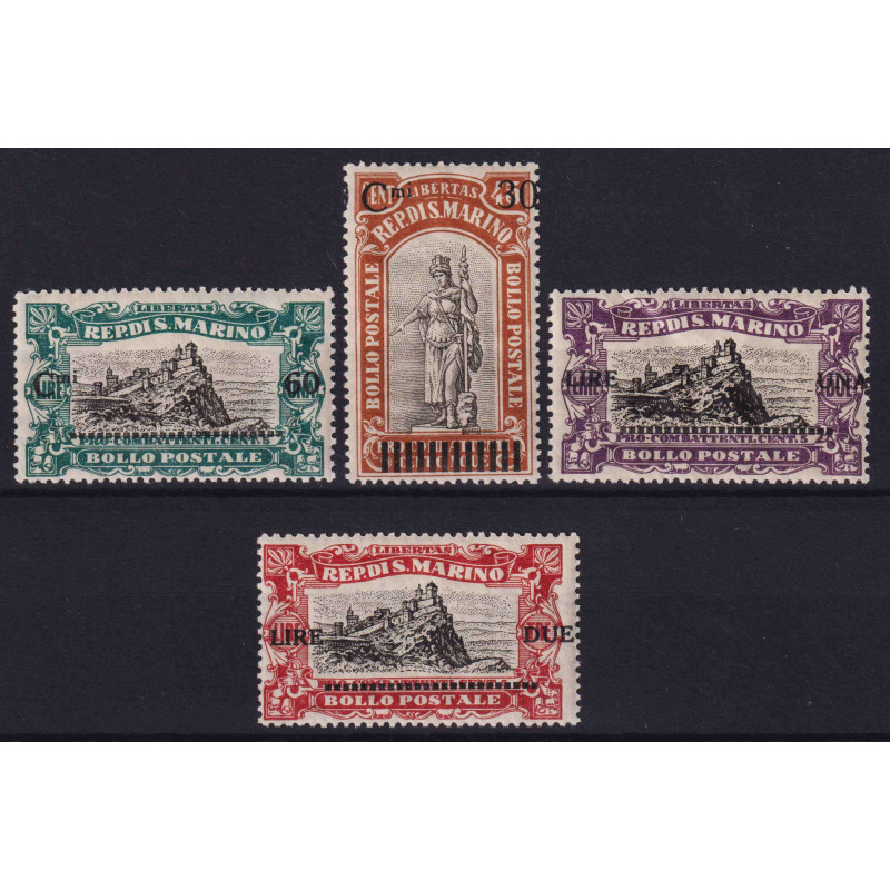 SAN MARINO 1924 PRO COMBATTENTI SOPRASTAMPATI 4 V. G.I MNH**  | Fil...