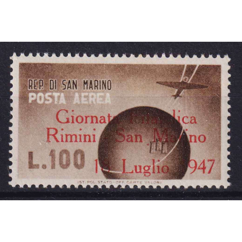 SAN MARINO 1947 POSTA AEREA GIORNATA FILATELICA G.I MNH**  | Filate...