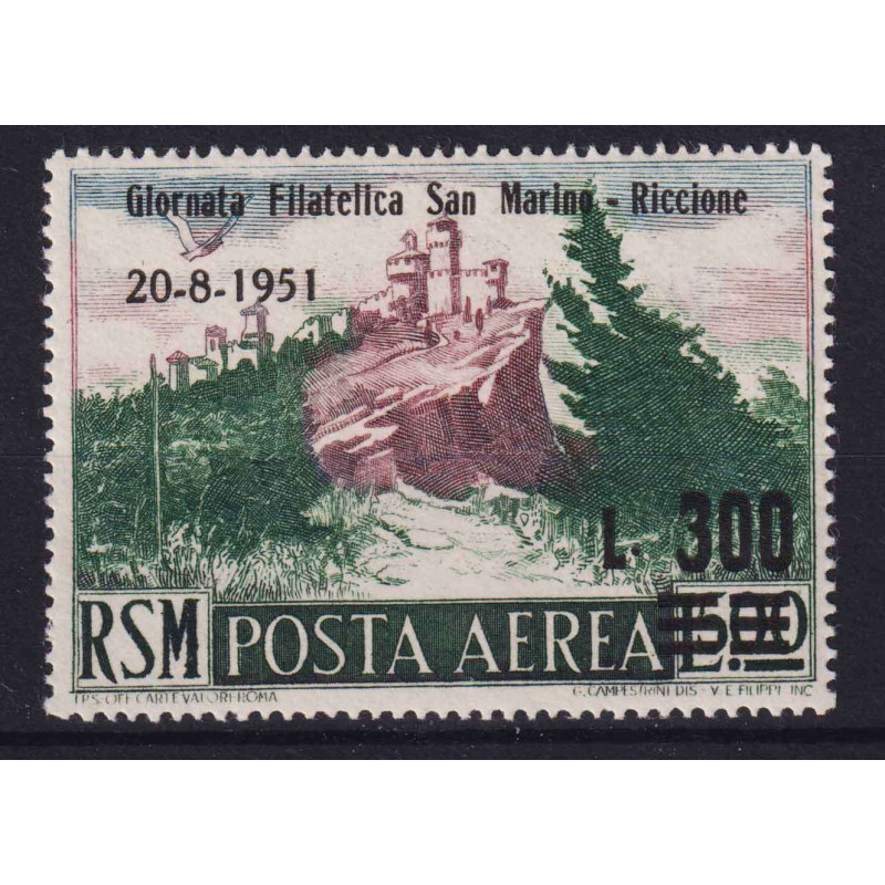 SAN MARINO 1951 POSTA AEREA VEDUTA SOPRASTAMPATA N.98 G.I MNH**  | ...