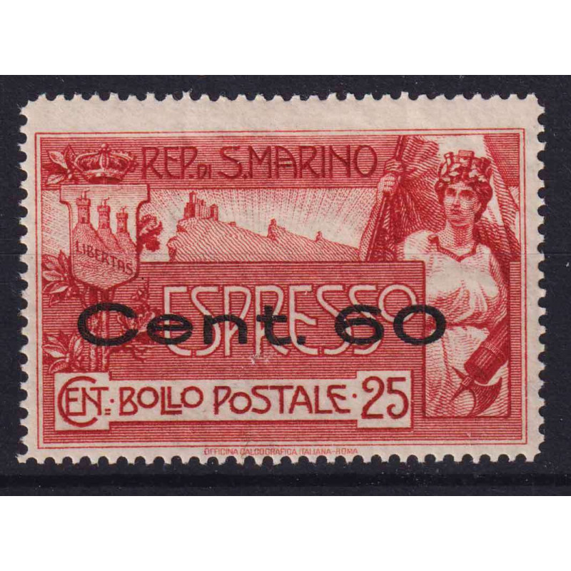 SAN MARINO 1923 ESPRESSO 60 CENT. SU 25 CENT. N.3 G.I MNH**  | Fila...