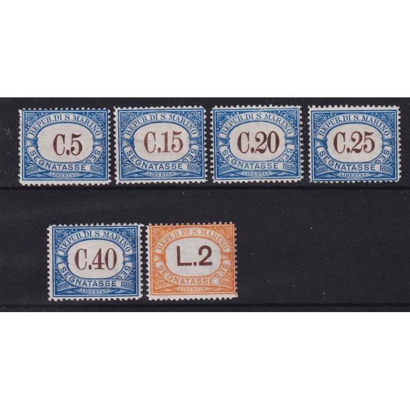 SAN MARINO 1939 SEGNATASSE SERIE CPL 6 V. G.I MNH**  | Filatelia Me...