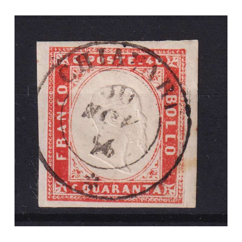 SARDEGNA 1855 40 CENTESIMI VERMIGLIO N.16a USATO SIGLATO  | Filatel...