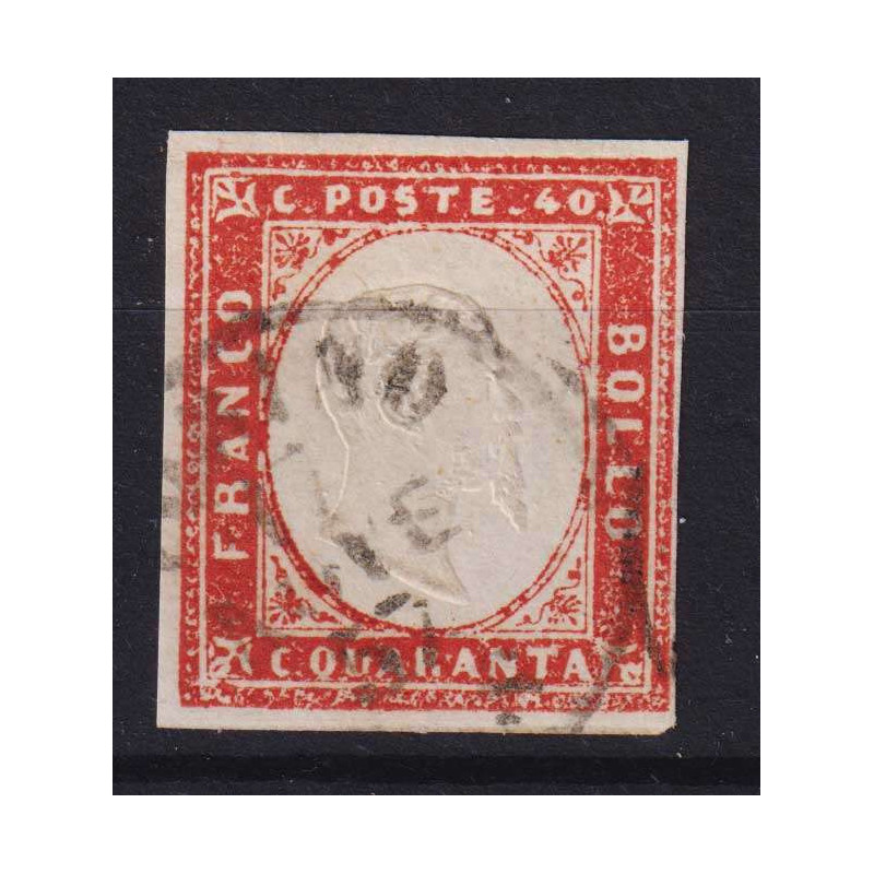 SARDEGNA 1857 40 CENTESIMI VERMIGLIO ARANCIO CHIARO N.16Ab USATO  |...