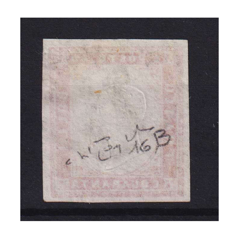 SARDEGNA 1859 40 CENTESIMI ROSSO MATTONE N.16B US. CERTIFICATO  | F...