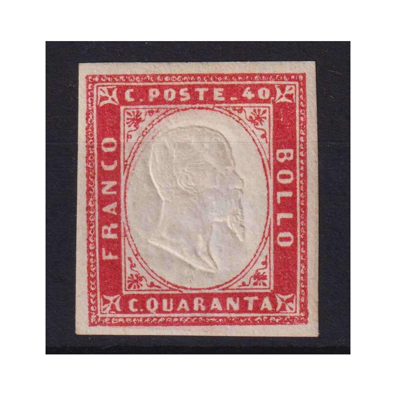 SARDEGNA 1861 40 CENTESIMI ROSSO CARMINIO N.16D G.O MH* SIGLATO  | ...