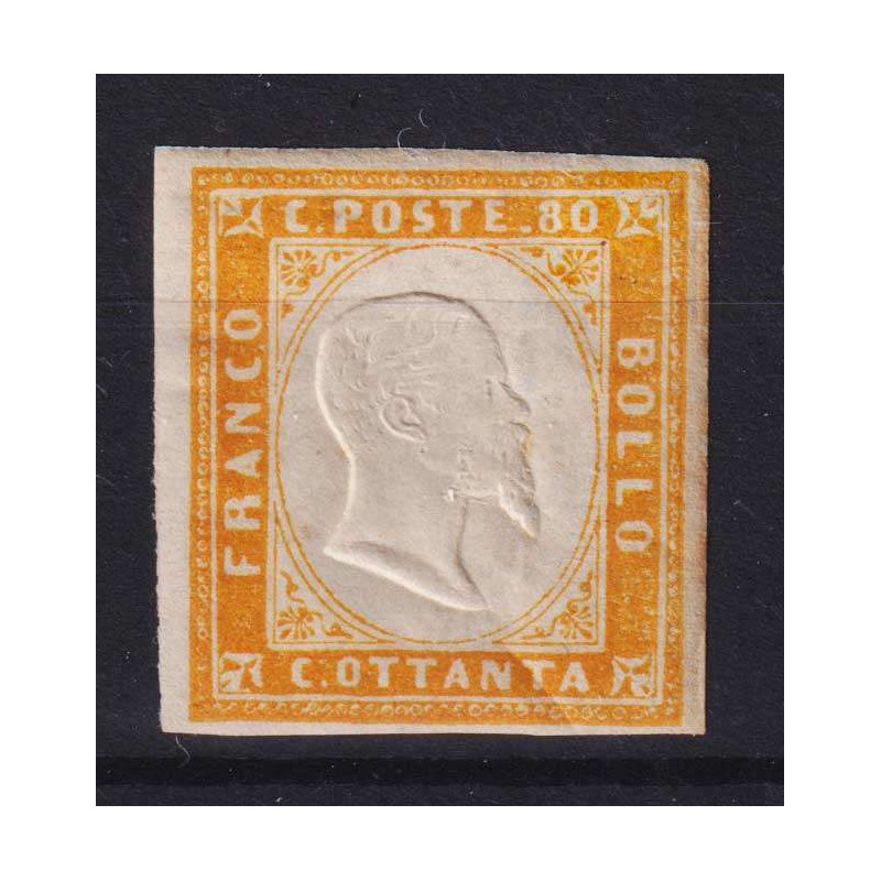 SARDEGNA 1862 80 CENTESIMI ARANCIO CARICO N.17D G.O MH*  | Filateli...