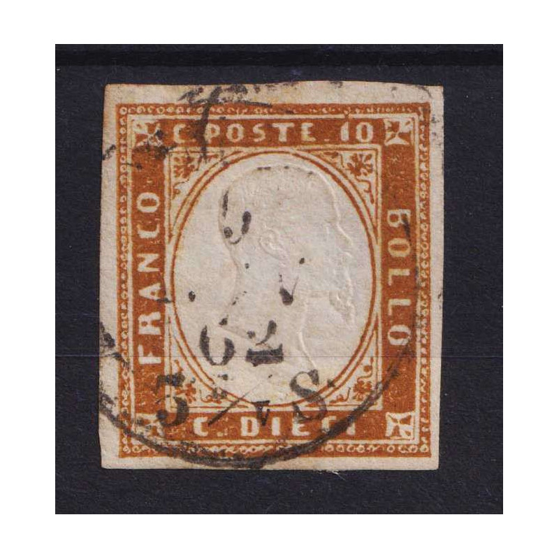 SARDEGNA 1861 10 CENTESIMI BRUNO ROSSASTRO N.14Cn USATO CERT.  | Fi...