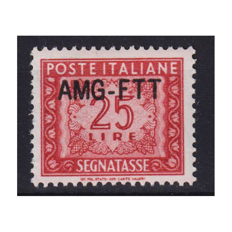 TRIESTE ZONA A 1954 SEGNATASSE 25 CENTESIMI N.25A G.I MNH** CERT.  ...