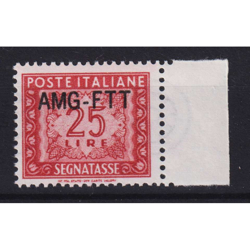 TRIESTE ZONA A 1954 SEGNATASSE 25 CENTESIMI N.25A G.I MNH** CERT.  ...