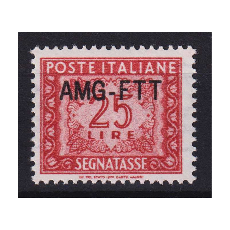 TRIESTE ZONA A 1954 SEGNATASSE 25 CENTESIMI N.25A G.I MNH** CERT.  ...