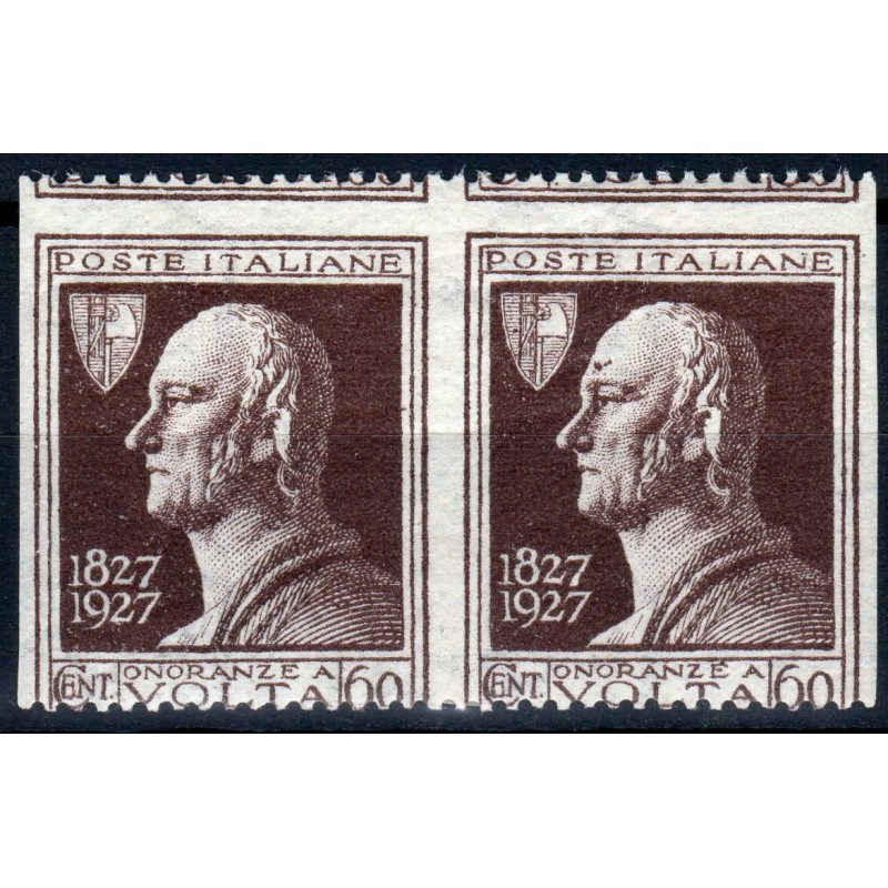 REGNO D'ITALIA 1927 VOLTA COPPIA 60 CENTESIMI MULTI VARIETA' N. 212...