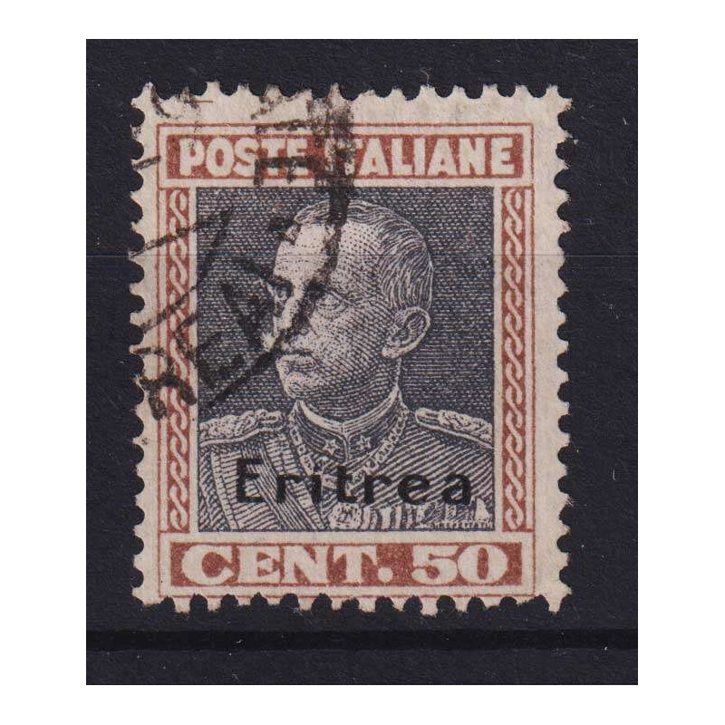 COLONIE ERITREA 1928 MORTE VITTORIO EMANUELE 50 C. USATO  | Filatel...