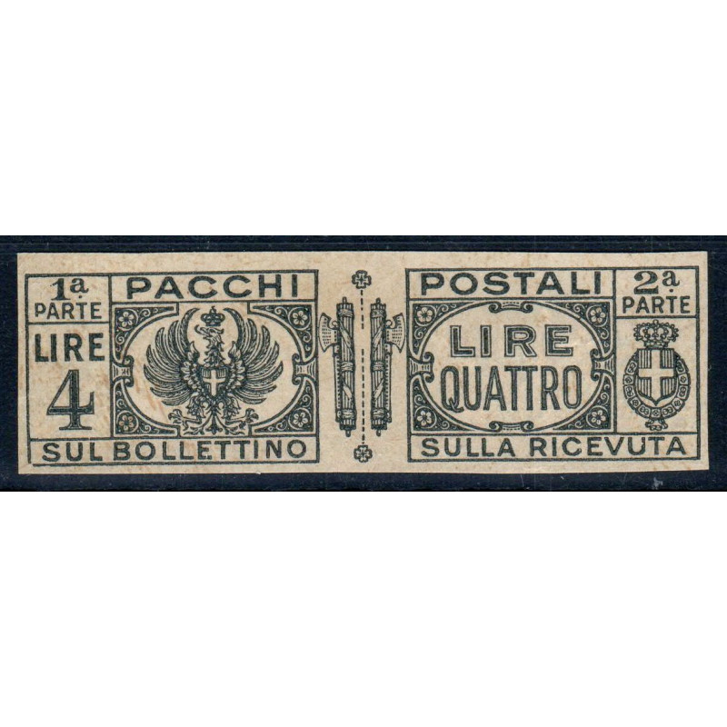 REGNO D'ITALIA 1927-32 PACCHI AQUILA SABAUDA 4 LIRE PROVA D'ARCHIVI...