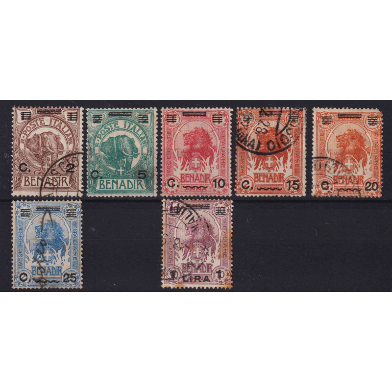 COLONIE SOMALIA 1926 SERIETTA ELEFANTI E LEONI 7 V. USATI OSSIDO  |...