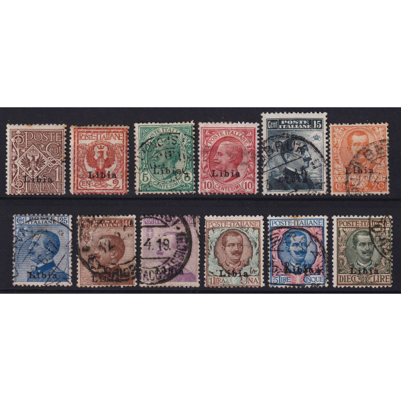 COLONIE LIBIA 1912-15 SERIE COMPLETA SOPR. 12 V. G.O MH* / US VEDI ...