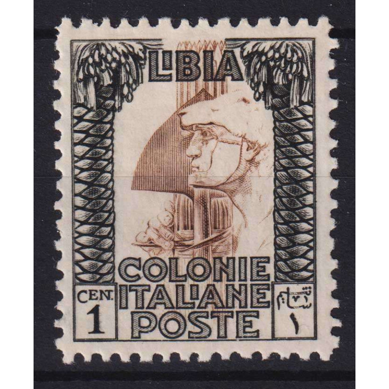 COLONIE LIBIA 1926-30 PITTORICA 1 CENTESIMO SENZA FIL.N.58 G.I MNH*...