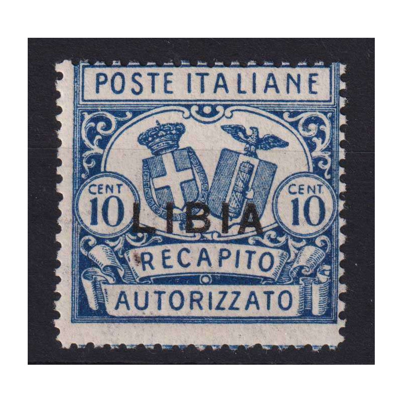 COLONIE LIBIA 1929 RECAPITO AUTORIZZATO 10 CENTESIMI N.2 G.O MLH*  ...