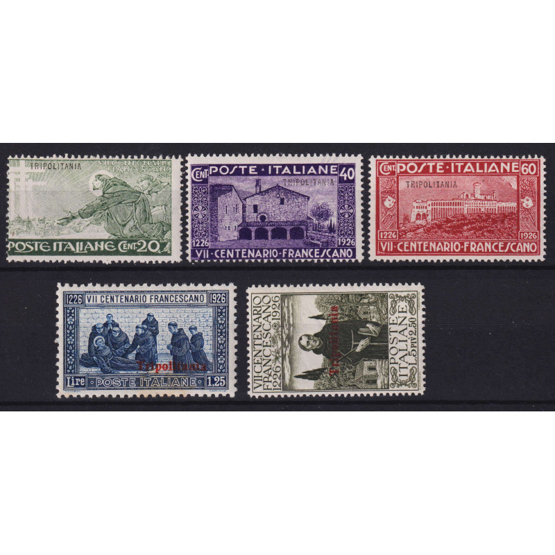 COLONIE TRIPOLITANIA 1926 SAN FRANCESCO 5 V. G.O MH*  | Filatelia M...