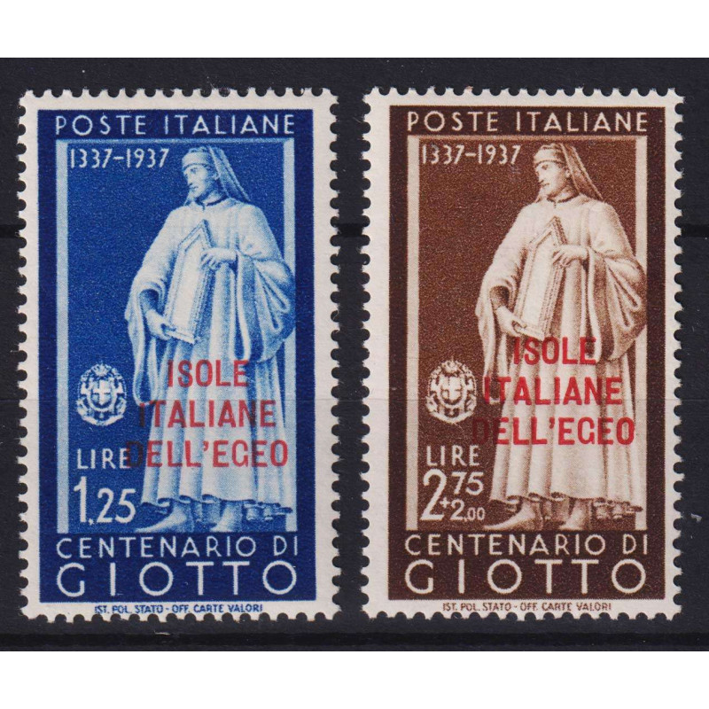 COLONIE EGEO 1938 GIOTTO 2 VALORI G.O MH*  | Filatelia Meloni