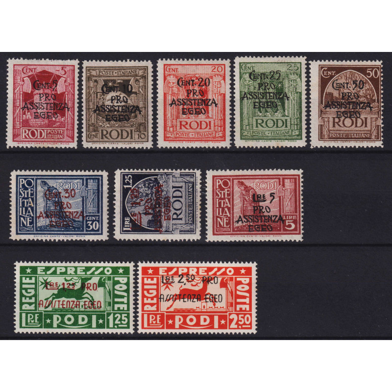 OCCUPAZIONE TEDESCA EGEO 1943 PRO ASSISTENZA EGEO 10 V. G.I MNH** C...