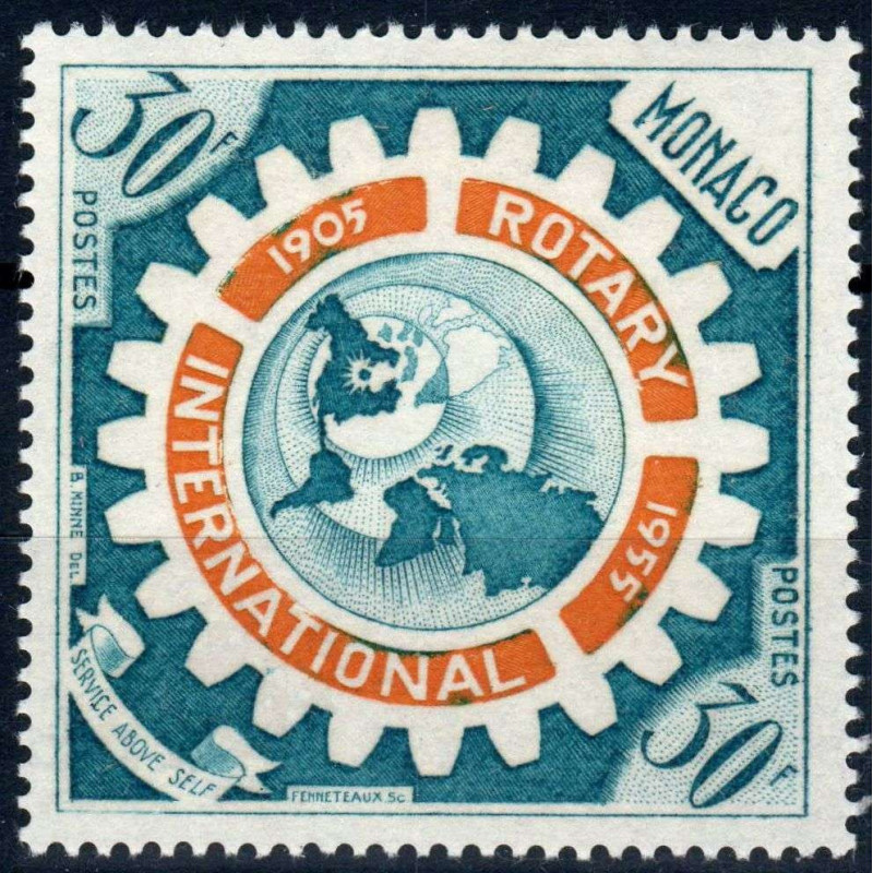 MONACO 1955 CINQUANTENARIO DEL ROTARY INTERNAZIONALE G.I MNH**  | F...