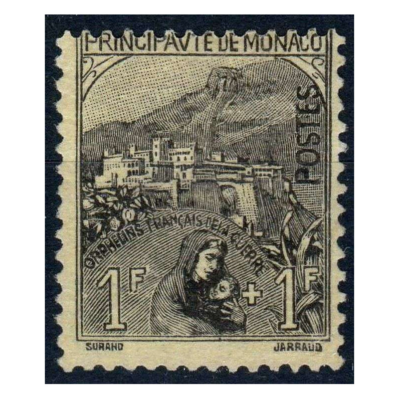 MONACO 1919 A PROFITTO DEGLI ORFANI DI GUERRA 1 + 1 F. N.32 G.I MNH...