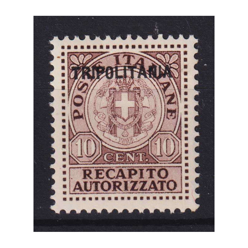 COLONIE TRIPOLITANIA 1931 RECAPITO AUTORIZZATO 10 CENTESIMI N.1 G.O...