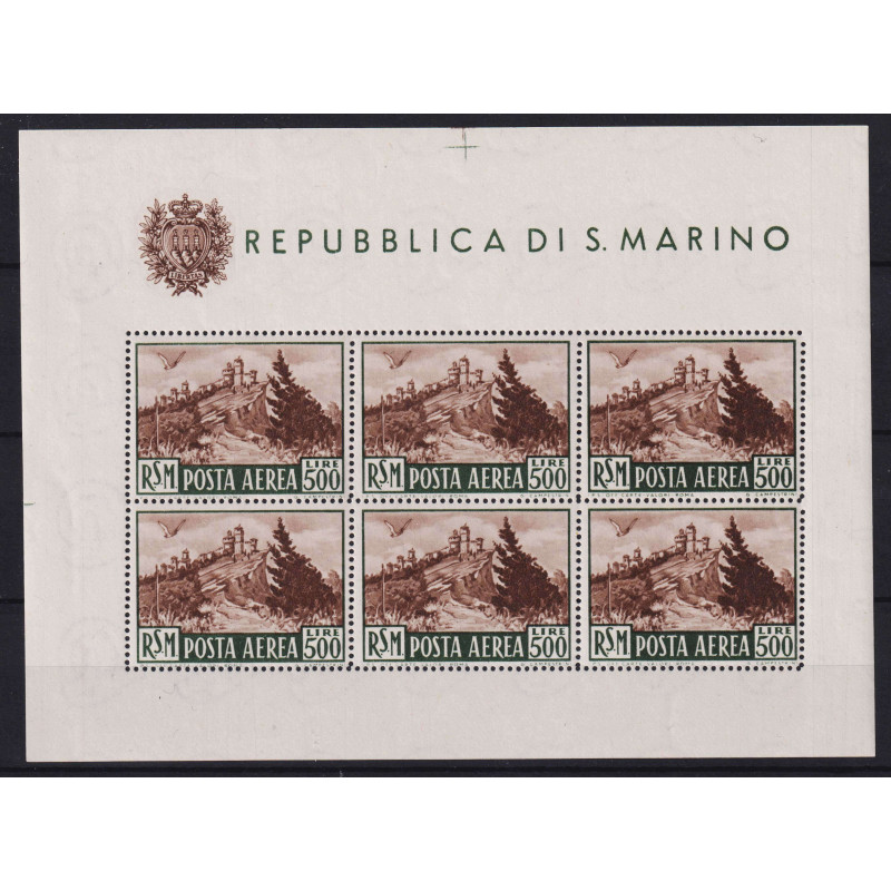 SAN MARINO 1951 FOGLIETTO VEDUTE N.12 G.I MNH** CERTIFICATO  | Fila...