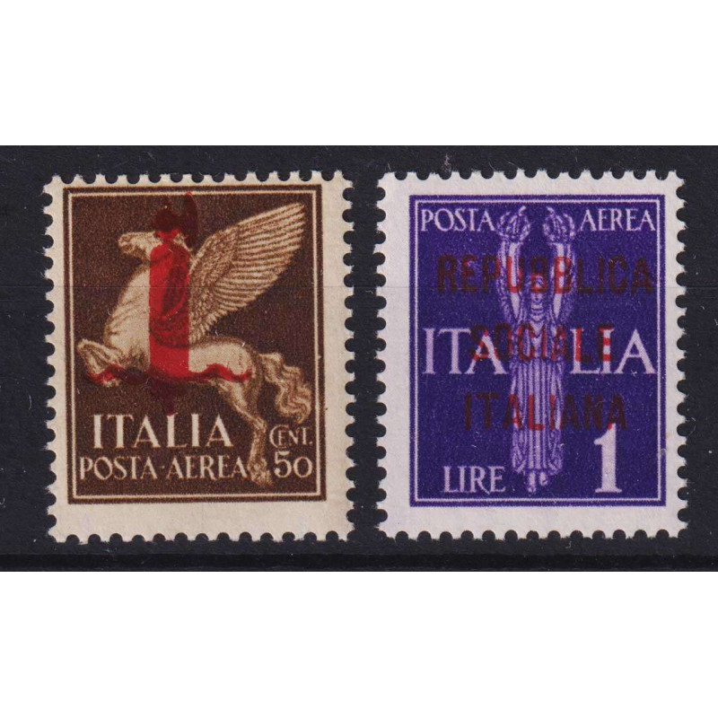 R.S.I. SOCIALE 1944 POSTA AEREA SAGGI VERONA N.P14-P15 G.I MNH** CE...