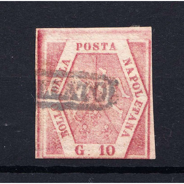 NAPOLI 1858 STEMMA DELLE DUE SICILIE 10 GRANA N.11b US FIRMATO RAYB...