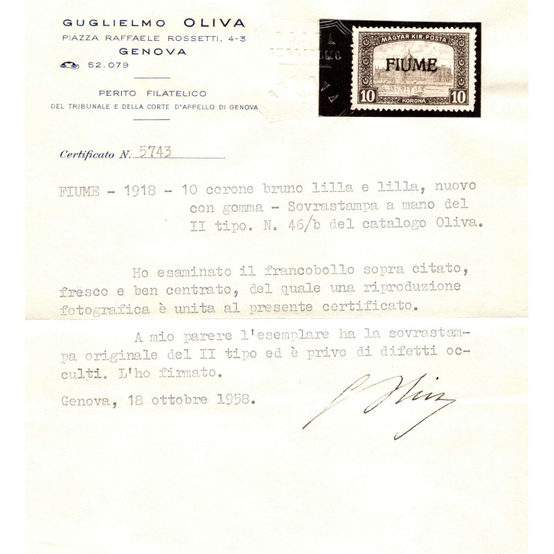 OCCUPAZIONI FIUME 1916-17 MIETITORI E VEDUTA 18 V. G.O MH* CERT.  |...