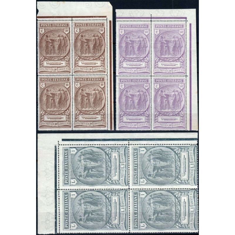 REGNO D'ITALIA 1923 CAMICIE NERE QUARTINA G.I MNH** ANGOLO FOGLIO D...