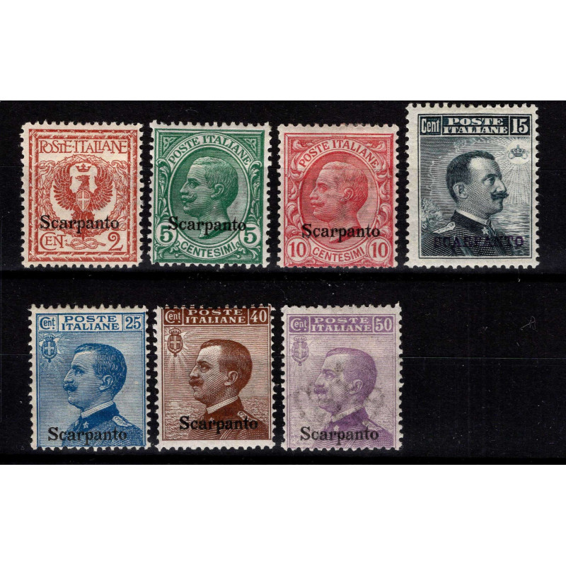 COLONIE EGEO SCARPANTO 1912 SERIE COMPLETA 7 V. G.O MH*  | Filateli...