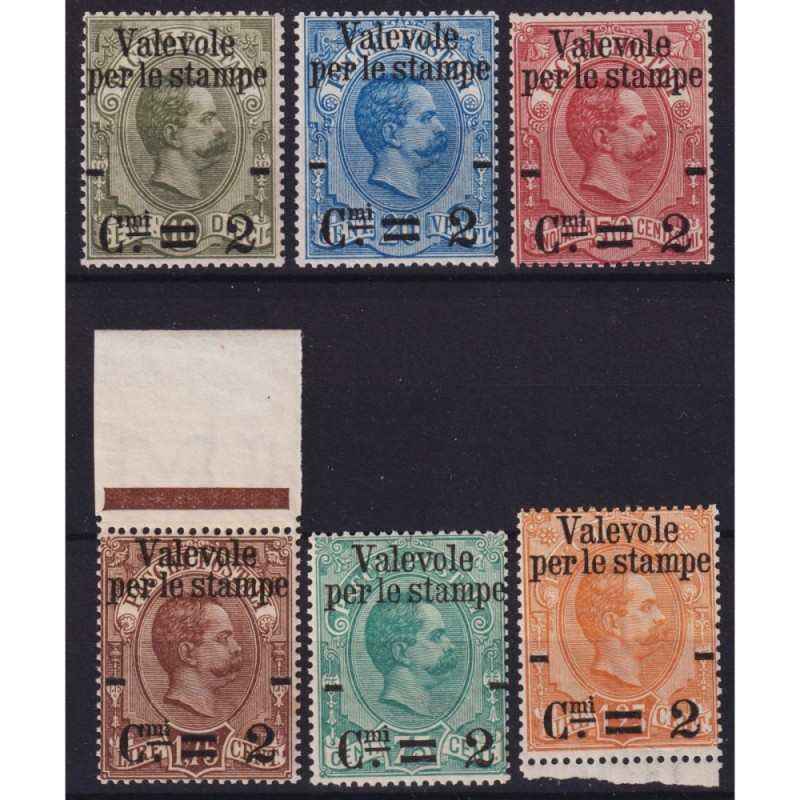 REGNO D'ITALIA 1890 VALEVOLE PER LE STAMPE 6 V. G.I MNH** CERT.  | ...