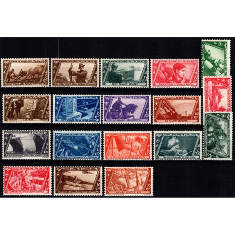 REGNO D'ITALIA 1932 DECENNALE MARCIA SU ROMA 18 VALORI G.I MNH**  |...