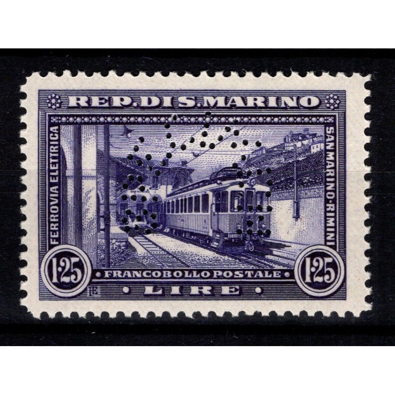 SAN MARINO 1932 FERROVIA 1,25 LIRE SPECIMEN N.P166 G.I MNH** CERT. ...