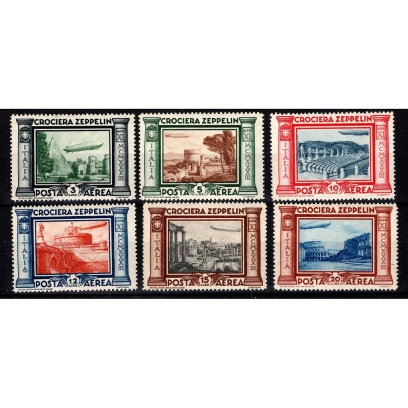 REGNO D'ITALIA 1933 P/A CROCIERA ZEPPELIN 6 V. G.I MNH**  | Filatel...