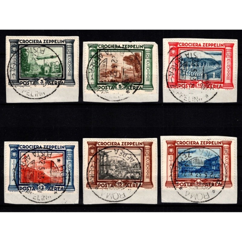 REGNO D'ITALIA 1933 P/A CROCIERA ZEPPELIN 6 V. USATI  | Filatelia M...