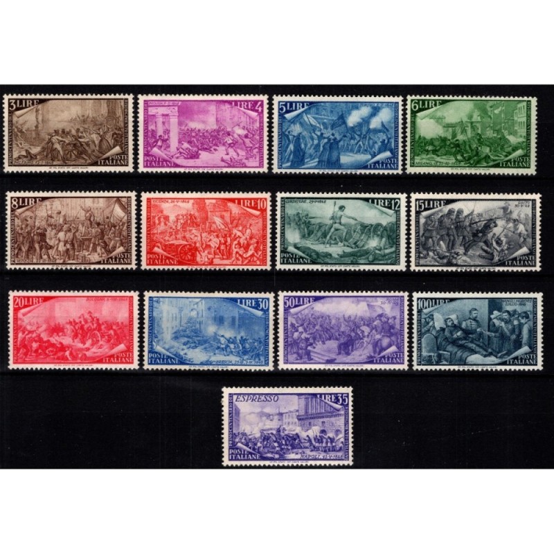 REPUBBLICA 1948 RISORGIMENTO 13 V. G.I MNH** CERT.  | Filatelia Meloni