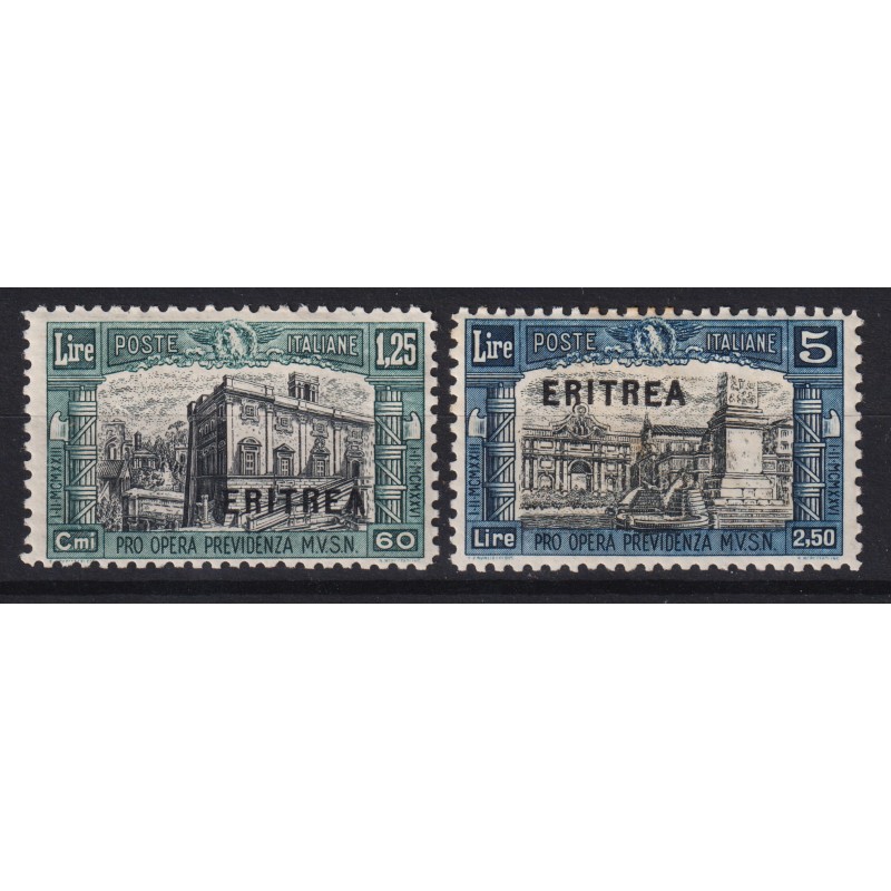 COLONIE ERITREA 1927 MILIZIA I NON EMESSI N.118A-119A G.O MH* CERT....