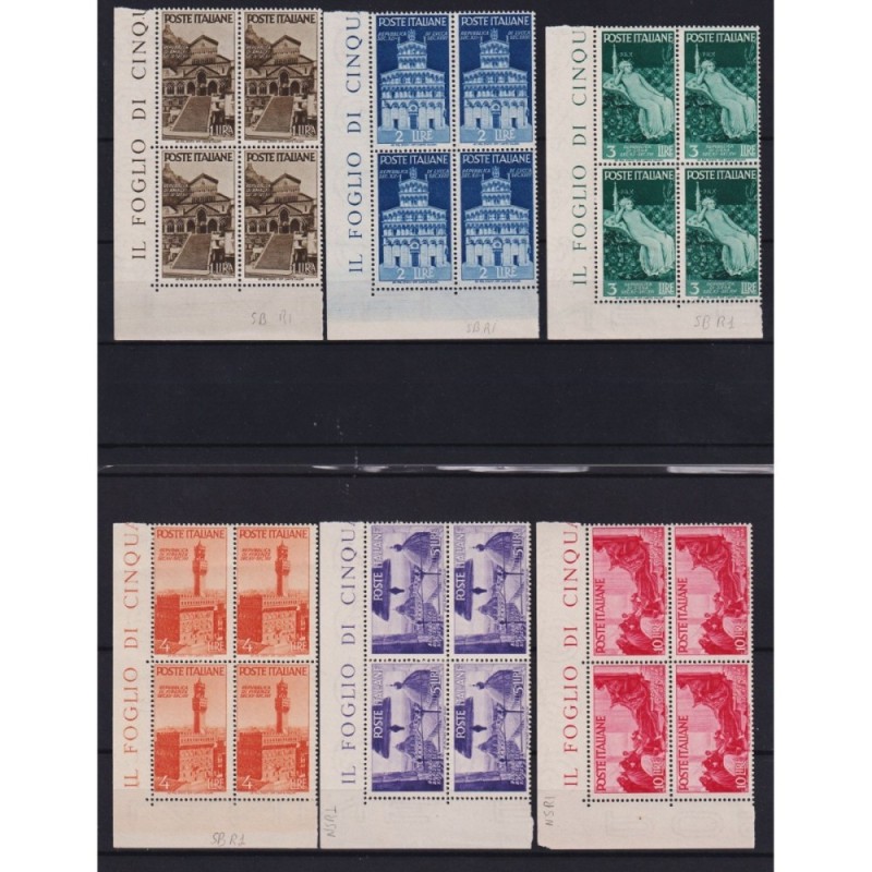 REPUBBLICA 1946 QUARTINE AVVENTO DELLA REPUBBLICA 8 V. G.I MNH**  |...